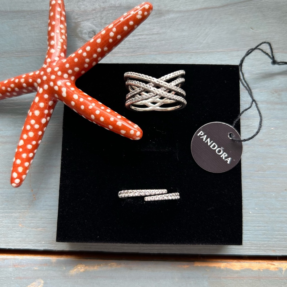 Pandora Ring Set of 2, Sterling , SZ 9